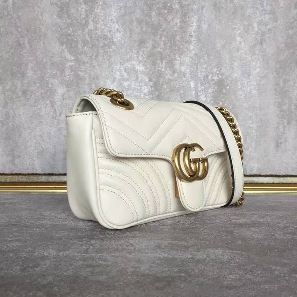 Gucci Now GG Marmont Mini Shoulder Bag 446744 White