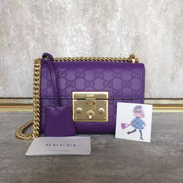 Gucci Padlock Gucci Signature Mini Shoulder Bag 409487A Purple