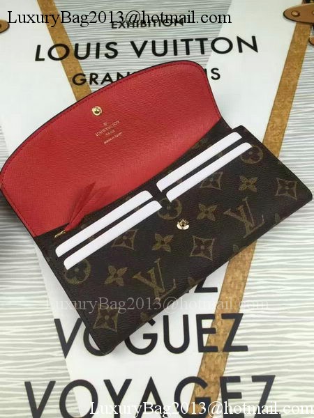 Louis Vuitton Monogram Canvas Emilie Wallet M60696 Red