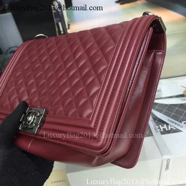 Boy Chanel Flap Bag Wine Original Sheepskin Leather A67088 Silver