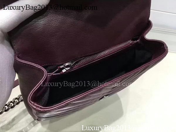 YSL Classic Monogramme Flap Bag Calfskin Leather Y22369 Wine