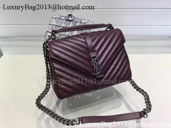 YSL Classic Monogramme Flap Bag Calfskin Leather Y22369 Wine