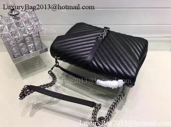 YSL Classic Monogramme Flap Bag Calfskin Leather Y22370 Black