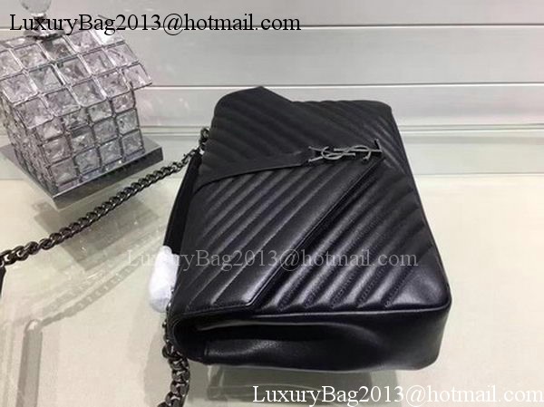 YSL Classic Monogramme Flap Bag Calfskin Leather Y22370 Black