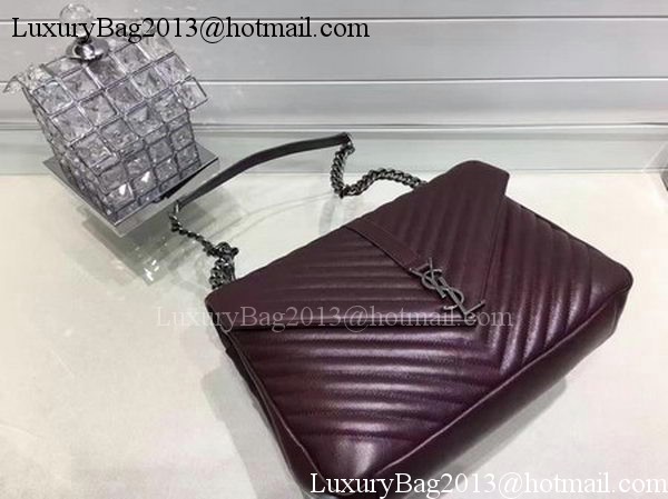 YSL Classic Monogramme Flap Bag Calfskin Leather Y22370 Wine