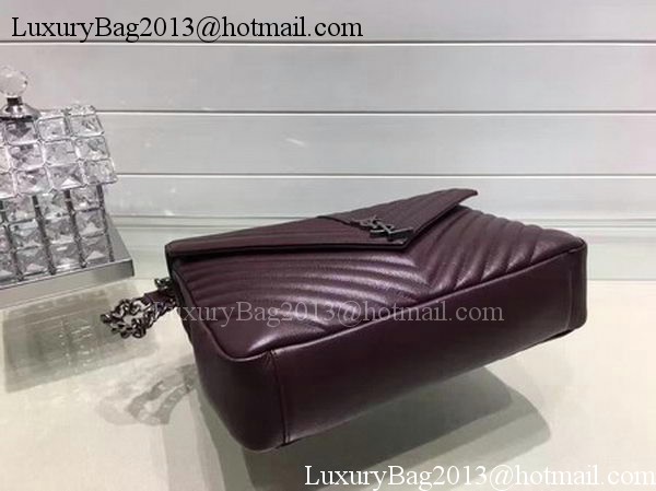 YSL Classic Monogramme Flap Bag Calfskin Leather Y22370 Wine