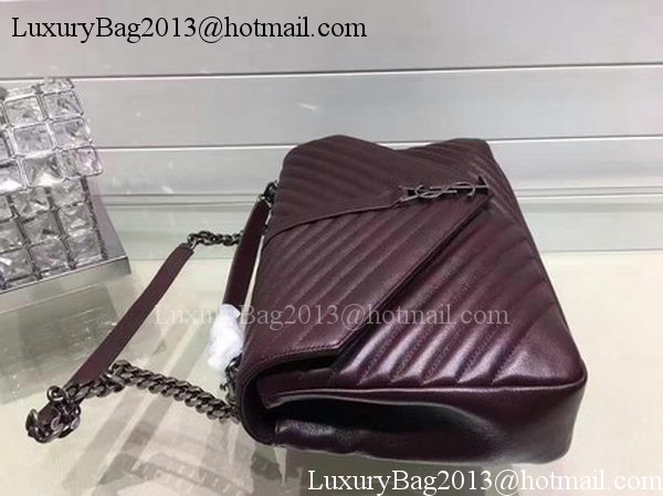 YSL Classic Monogramme Flap Bag Calfskin Leather Y22370 Wine