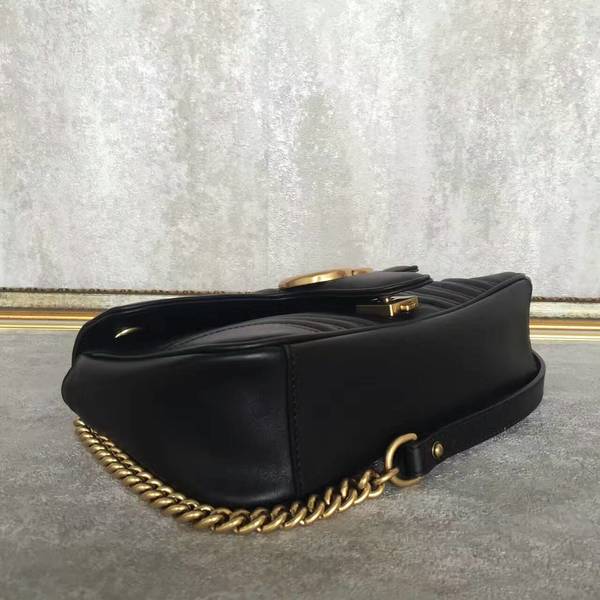 Gucci GG Marmont Sheenskin Shoulder Bag 443497A Black