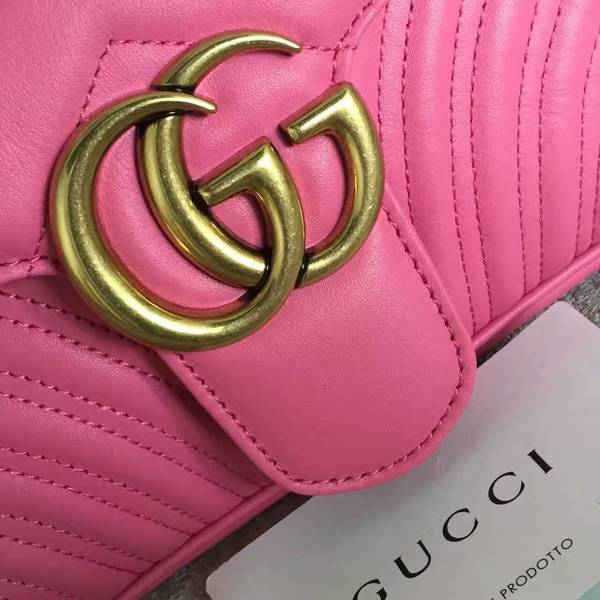 Gucci GG Marmont Sheenskin Shoulder Bag 443497A Pink