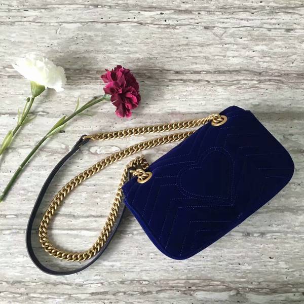 Gucci GG Marmont Suede Leather Mini Shoulder Bag 446744 Dark Blue