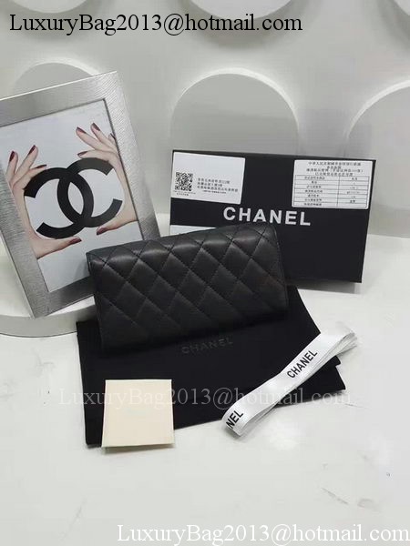 Chanel Original Sheepskin Leather Bi-Fold Wallet A32255 Black