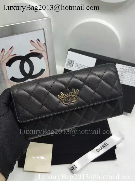 Chanel Original Sheepskin Leather Bi-Fold Wallet A32255 Black