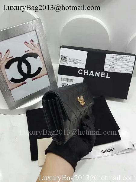 Chanel Original Sheepskin Leather Bi-Fold Wallet A32255 Black