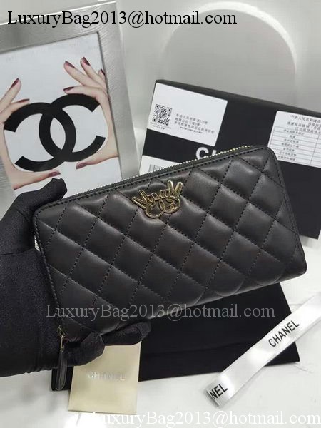 Chanel Original Sheepskin Leather Zippy Wallet A32256 Black