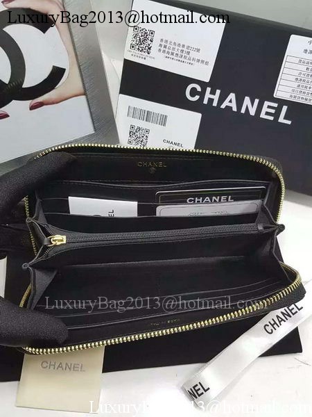 Chanel Original Sheepskin Leather Zippy Wallet A32256 Black