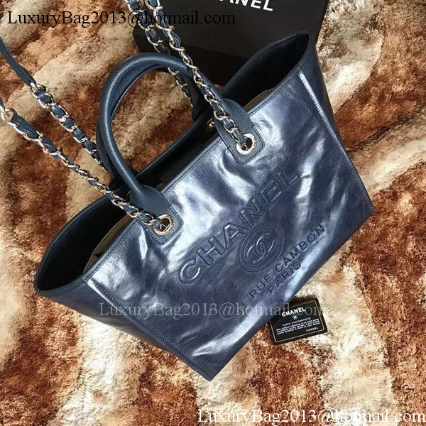 Chanel Tote Shopping Bag Original Leather A68046 Blue