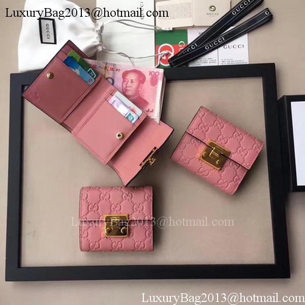 Gucci Signature Leather Padlock Wallet 453155 Pink