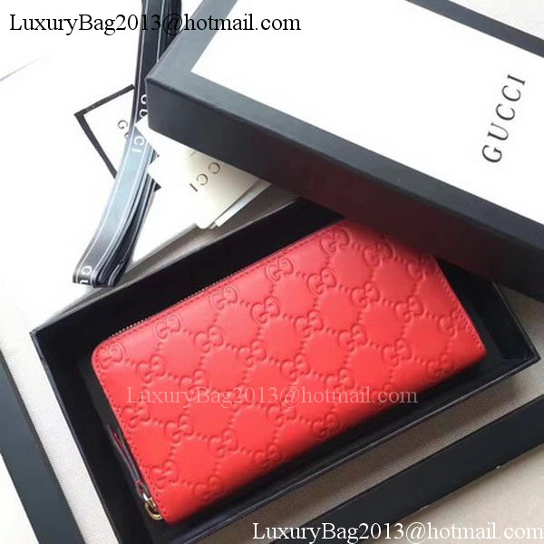 Gucci Signature Zip Around Wallet 410102 Red