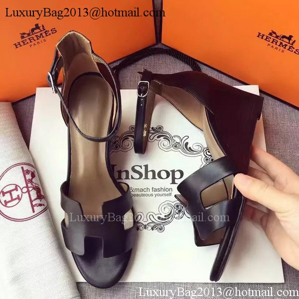 Hermes Leather 70mm Sandal H0741 Black