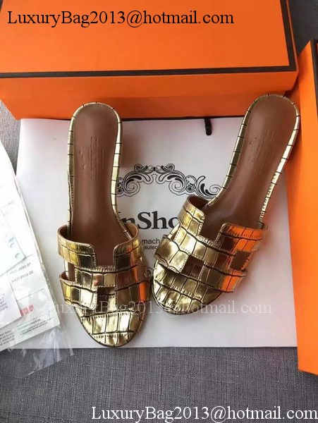 Hermes Leather Slipper HO742 Gold