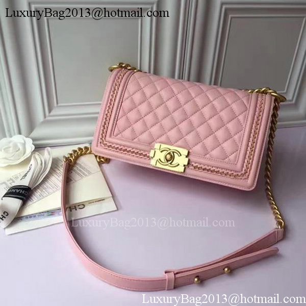 Boy Chanel Flap Shoulder Bag Original Sheepskin Leather A67086 Pink