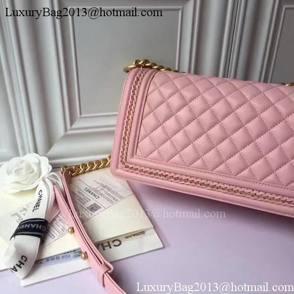 Boy Chanel Flap Shoulder Bag Original Sheepskin Leather A67086 Pink