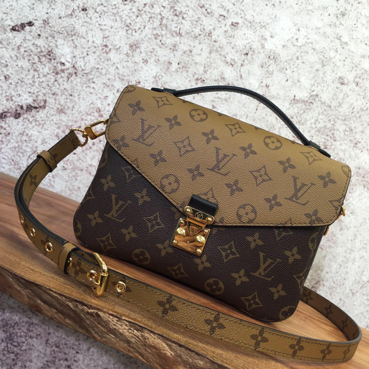 Louis Vuitton Monogram Canvas Pochette Metis Bag 40780 Camel