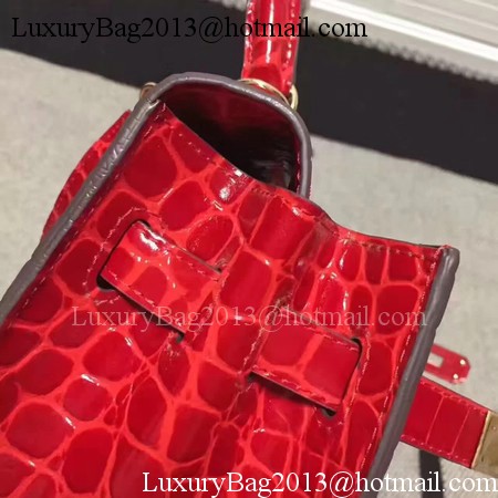 Hermes Kelly 28cm Shoulder Bag Croco Leather K28 Red