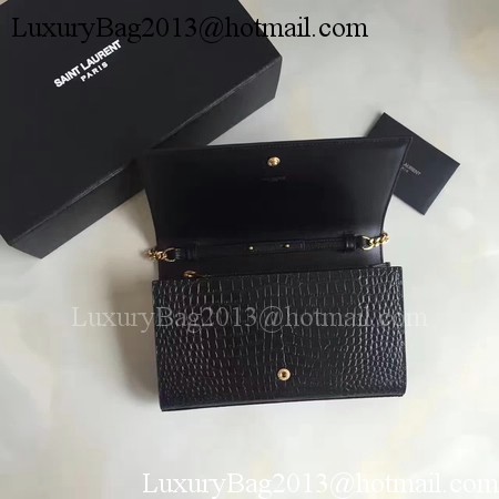 Saint Laurent mini Croco Leather Cross-body Shoulder Bag 360458 Black
