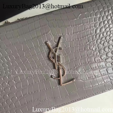 Saint Laurent mini Croco Leather Cross-body Shoulder Bag 360458 Grey