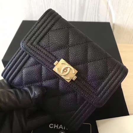 Boy Chanel Matelasse Bi-Fold Wallet Cannage Pattern CHA5261 Black