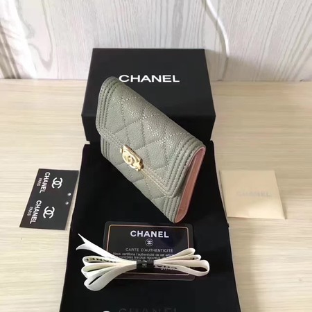 Boy Chanel Matelasse Bi-Fold Wallet Cannage Pattern CHA5261 Green