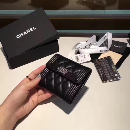 Boy Chanel Matelasse Bi-Fold Wallet Sheepskin CHA5261 Black
