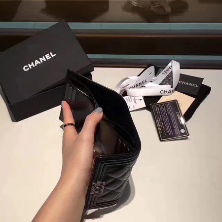 Boy Chanel Matelasse Bi-Fold Wallet Sheepskin CHA5261 Black