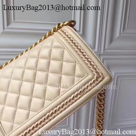 Boy Chanel Flap Shoulder Bag Sheepskin Leather A67085E Apricot