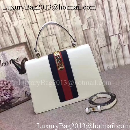 Gucci Sylvie Leather Top Handle Bag 431665 White