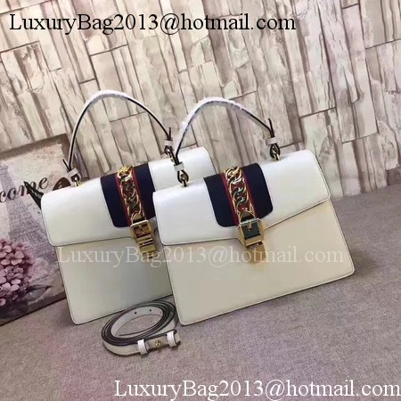 Gucci Sylvie Leather Top Handle Bag 431665 White