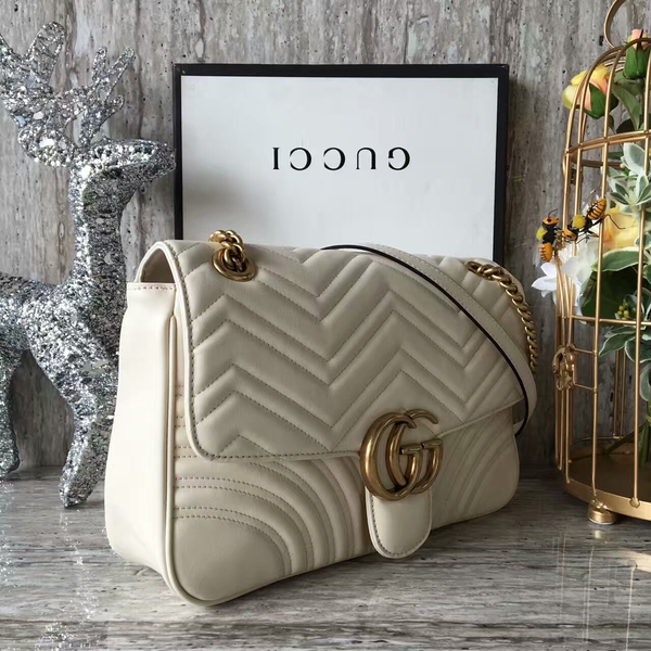 Gucci GG Marmont Velvet Shoulder Bag 443496A White