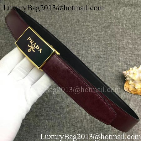 Prada 34mm Leather Belt PD0801 Wine