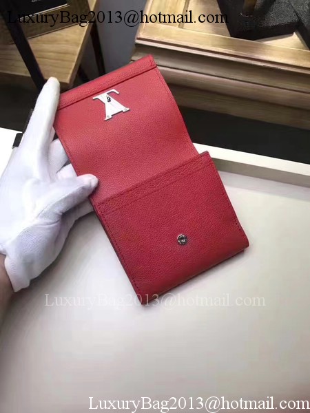 Louis Vuitton Calf Leather LOCKME II COMPACT WALLET M64309 Red