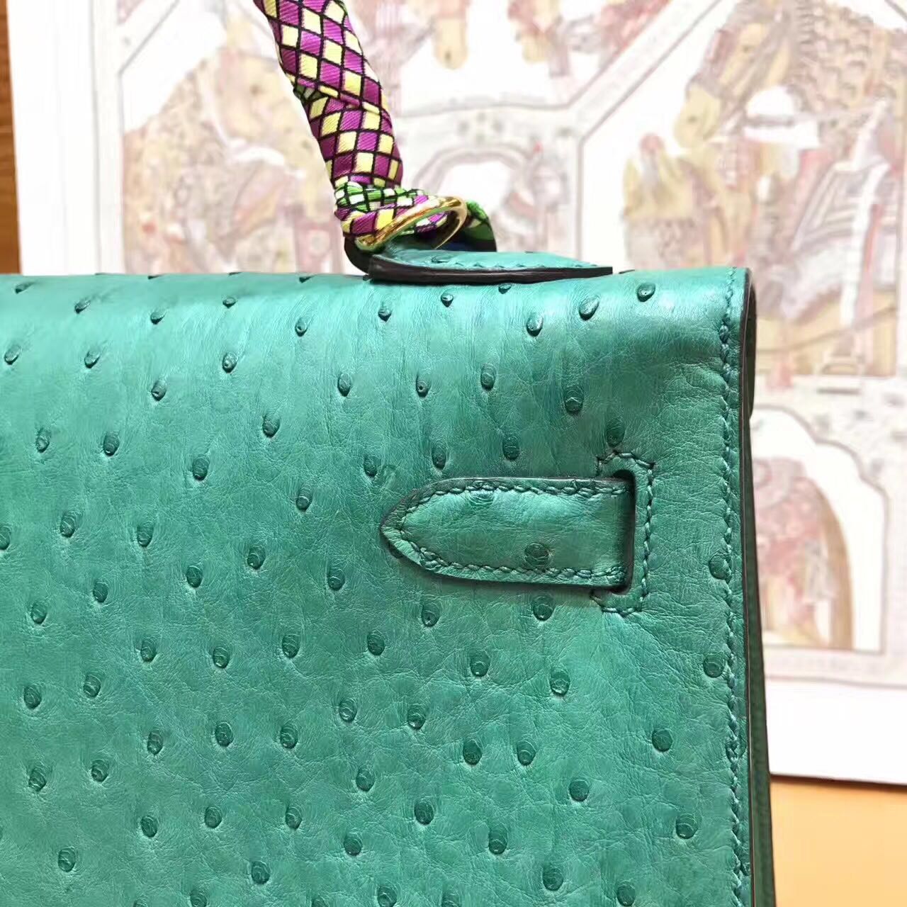 HERMES Ostrich Leather Toto Bag 1788 Green