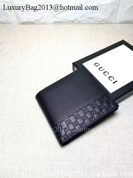 Gucci Guccissima Leather Bi-fold Wallet 256408 Black