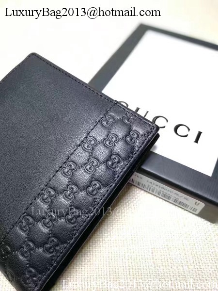 Gucci Guccissima Leather Bi-fold Wallet 256408 Black