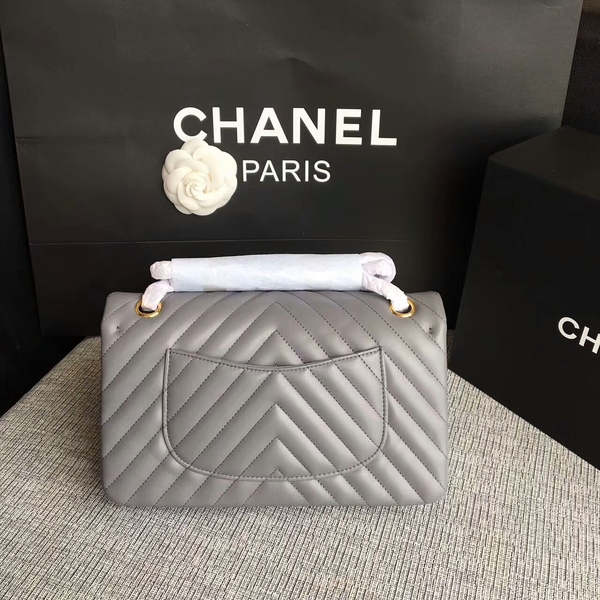 Chanel Flap Shoulder Bags Grey Original Sheepskin CF1112 Gold