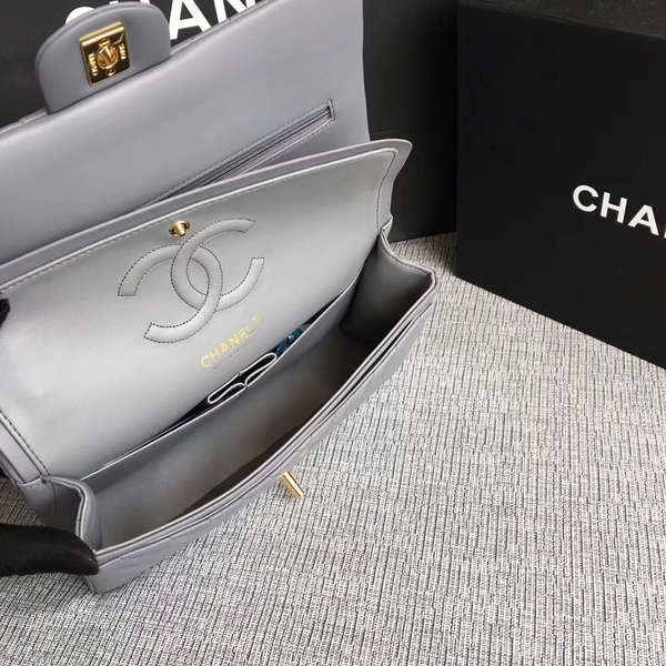 Chanel Flap Shoulder Bags Grey Original Sheepskin CF1112 Gold