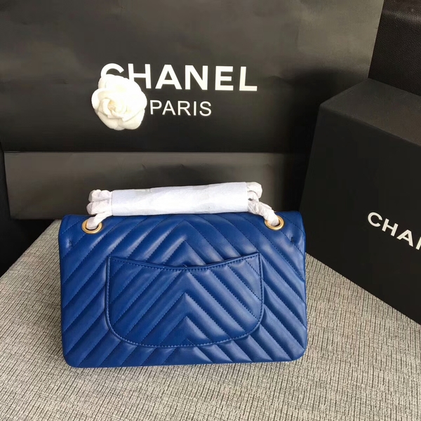 Chanel Flap Shoulder Bags Blue Original Sheepskin CF1112 Gold