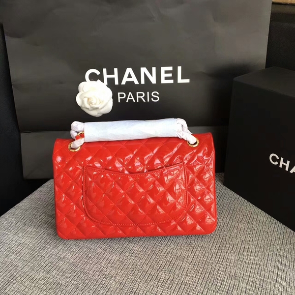 Chanel Flap Shoulder Bags Red Original Patent Leather CF1112 Gold