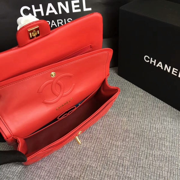 Chanel Flap Shoulder Bags Red Original Patent Leather CF1112 Gold