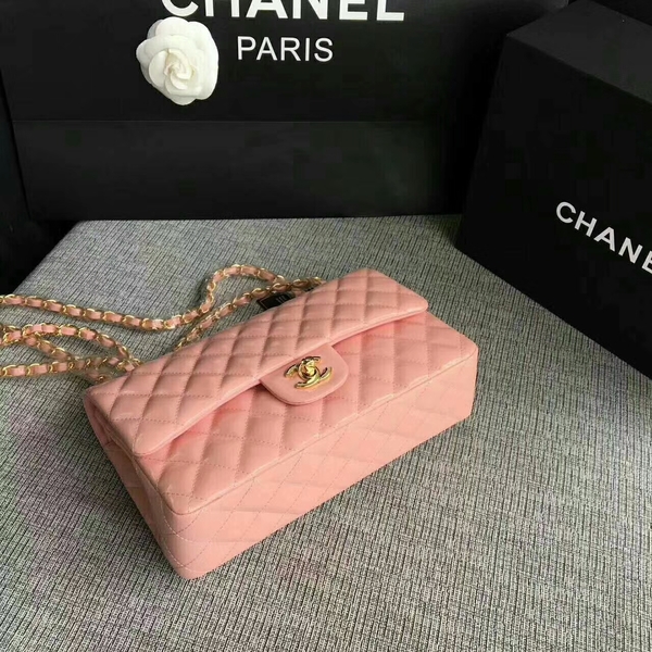 Chanel Flap Shoulder Bags Light Pink Original Patent Leather CF1112 Gold