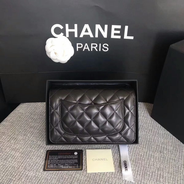 Chanel WOC Flap Bag Black Original Sheepskin Leather 33814 Silver